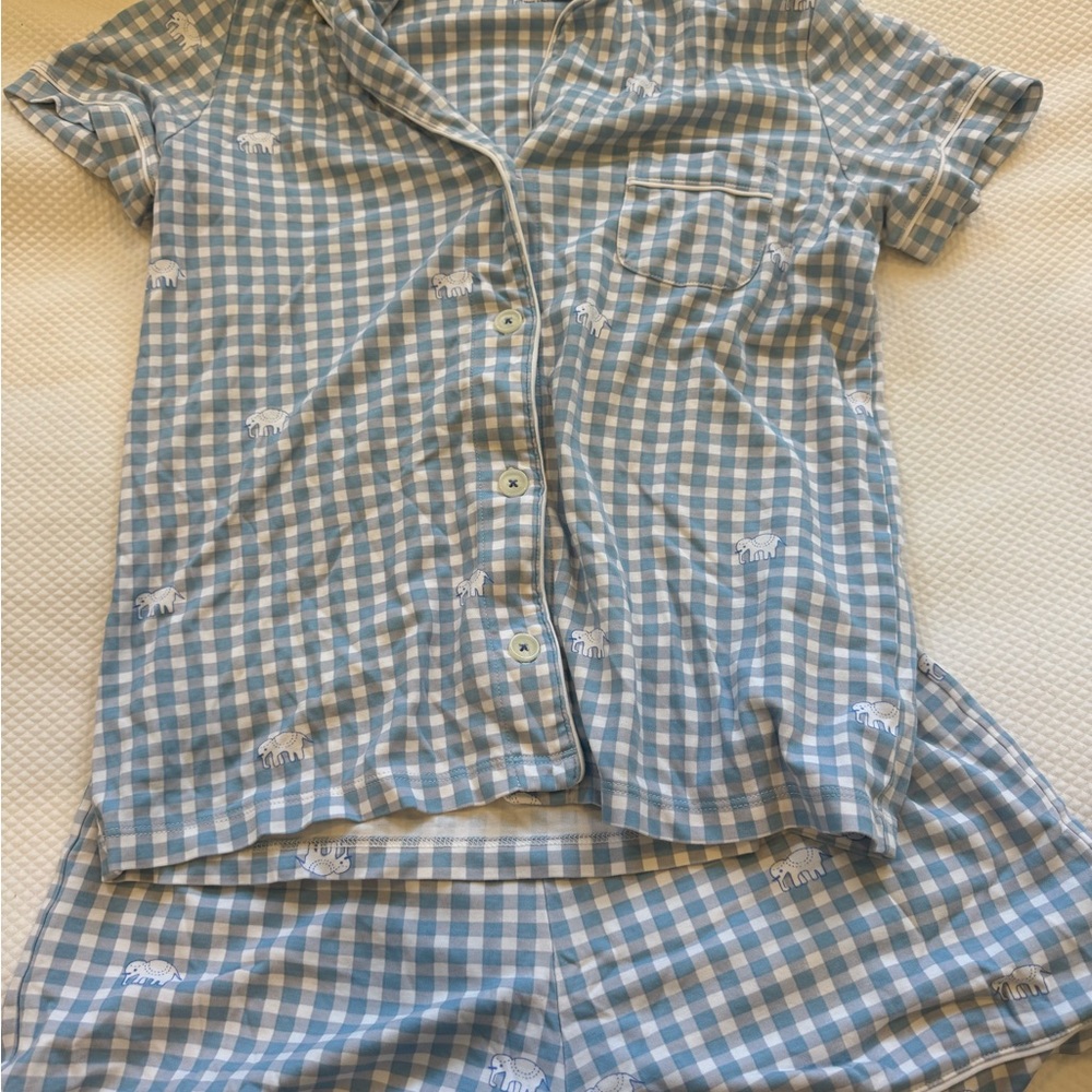 Roller Rabbit Light Blue Checkered Pajama Set